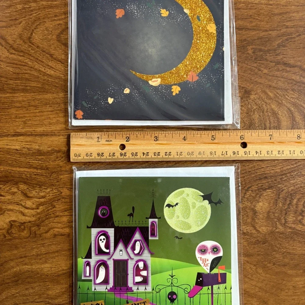 2 Up With Paper Halloween Pop Up Greeting Cards Witch Crescent Moon Spooky House